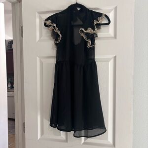 Elegant Black Kids Dress with Cream Accents